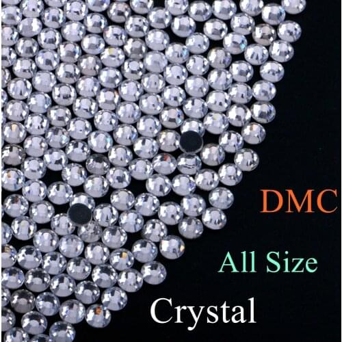 High Quality! Clear Crystal Color DMC Hotfix Rhinestone Glass Crystals Stones Hot Fix Iron-On FlatBack Rhinestones With Glue