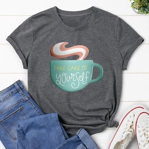 Coffee Summer New 90 ’sShort Sleeve Print Clothing Womens T-Shirt Harajuku Graphic Clothing Womens Top TX8958