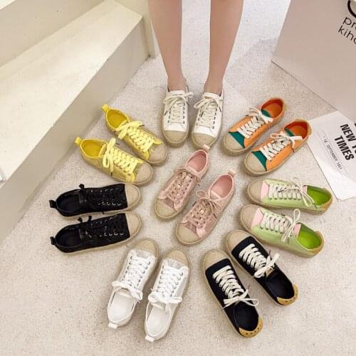 Womens Shoes Platform Round Toe Casual Female Sneakers Modis Knitting Flats Clogs New Summer 2021 Cross Espadrille Leisure Soli