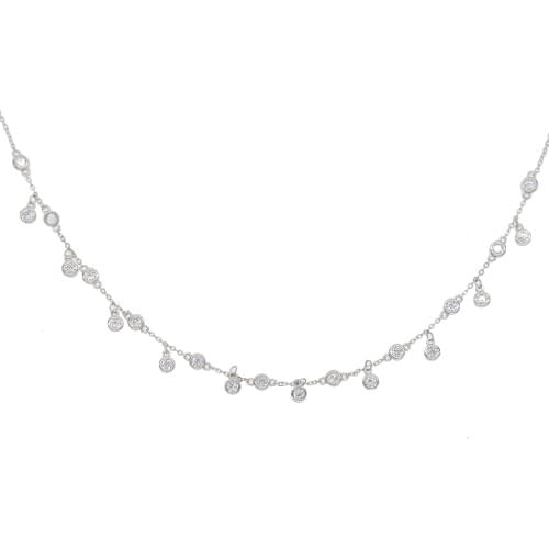 100% 925 sterling silver cz drop charm 32+8cm bezel cubic zirconia tassel wedding engagement elegant bridal silver necklace