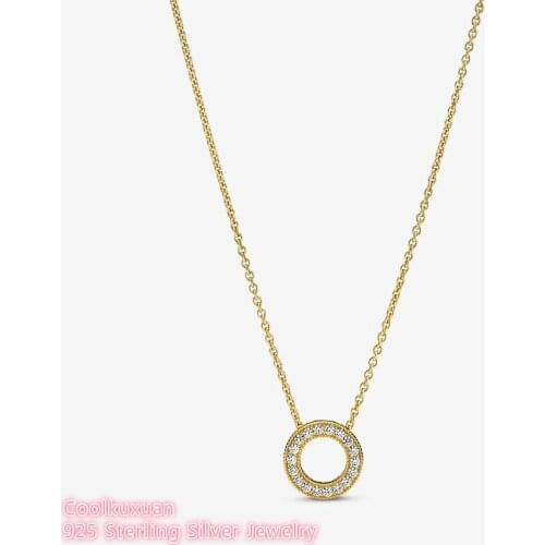 2021 Autumn Signature Logo Pave Clavicle Chain Necklace Original 100% 925 Sterling Silver Women Fine Jewelry