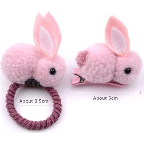 1 Piece Fashion Ornaments Animals Rabbit Elastic Hair Band Plush Hair Scrunchies Rabbit Ears Hair Clips Girls Hair Accessories