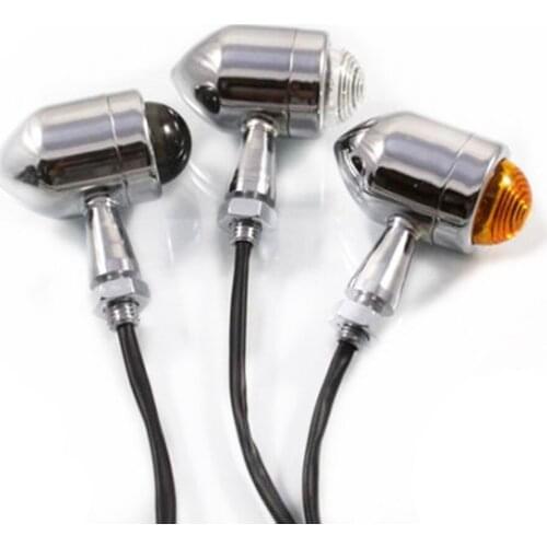 2X Universal 12V Motorcycle Motorbike Bullet Turn Signal Light Indicators Blinker Bolt Thread 10 mm Amber Light