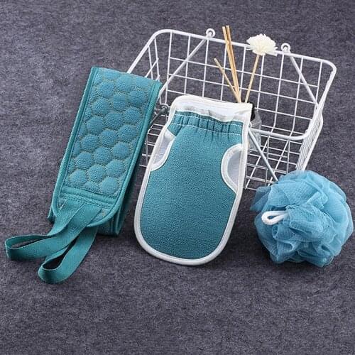 3pcs/set Body Cleaning Washcloth Soft Brush Home Hotel Bathroom Shower Ball Back Scrubber Set Exfoliating Skin Towel Bath Gloves
