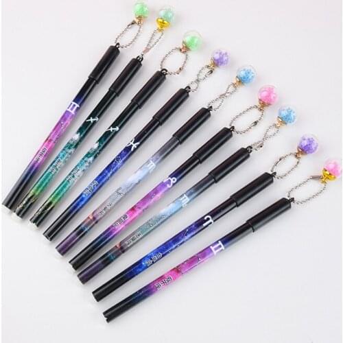 36 pcs/lot Erasable Constellation Pendant Gel Pen Cute 0.5mm Black ink Signature Pens Promotional Gift Stationery School Supply