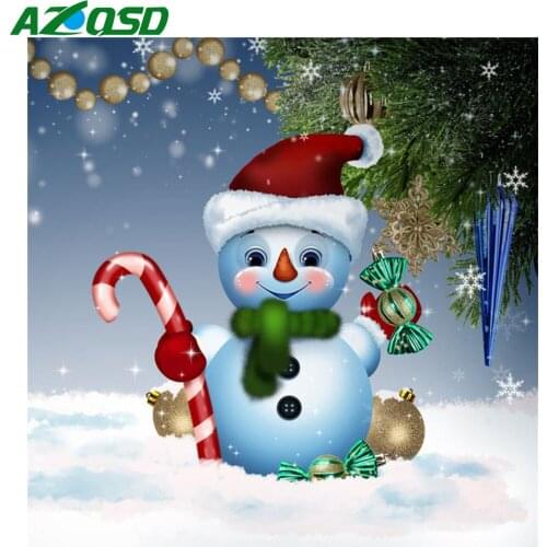 AZQSD Diamond Painting Christmas Snowman Cross Stitch Kits Full Square Drill Diamond Embroidery Sale Cartoon Home Decoration