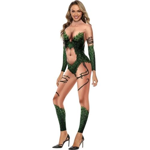Woman Man Green Trees Xmas 3D Print Fitness Bodycon Bodysuit Christmas Halloween Cosplay Costumes Anime Party Dress Up Jumpsuit