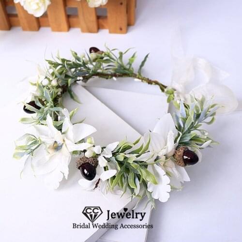 CC Corolla Wedding Hair Accessories Women Flower Hairbands Engagement Jewelry Bridal Crowns Leaf Party Forest Style Wreath 58448