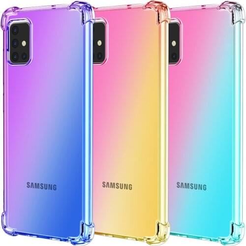 50pcs Air Cushion Corner Case Gradient Colorful Soft TPU Cover For Samsung Galaxy A01 A11 A21 A31 A41 A51 A61 A71 A81 A91 A21S