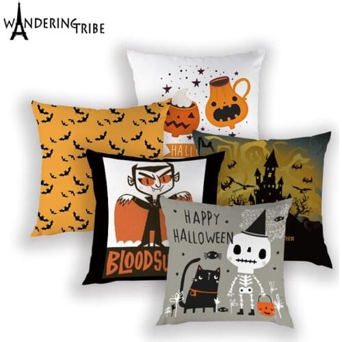 Halloween Decorative Cushion Cover Trick or Treat Horror Cushions Case on The Pillows Cases White Home Decor Pillow Cover Kissen