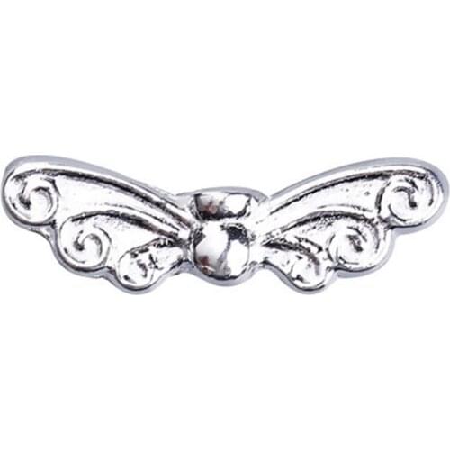 DoreenBeads Zinc Based Alloy Spacer Beads Wing silver color DIY Findings 22mm( 7/8") x 7mm( 2/8"), Hole: Approx 1.4mm, 10 PCs