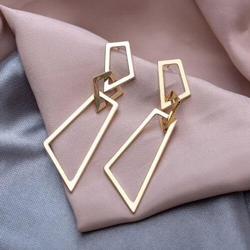 FINE4U E262 Geometric Triangle Earring Simple Drop Dangle Earrings Bohemian Dangling Costume Earring For Women Girls Party Gift