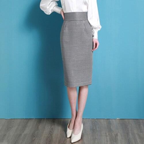 High End Retro Plaid Pencil Skirt With Buttocks And Half Length Skirt A Lady With Fashionable Temperament