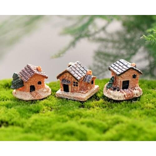 40# Mini Dollhouse Stone House Resin Decorations For Home And Garden Diy Mini Craft Cottage Landscape Decoration Pastoral