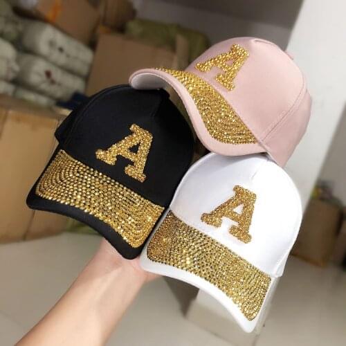 Fashion Letter Rhinestone Womens Baseball Cap Cotton Youth Beautiful Trend Decoration Outdoor Leisure Travel Sunscreen Sun Hat