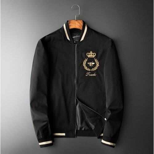 Men New luxury 2020 Rib Sleeve Embroidered crown bee Striped couple Baseball Coats & Jackets Abstract digital coat Motor #N253