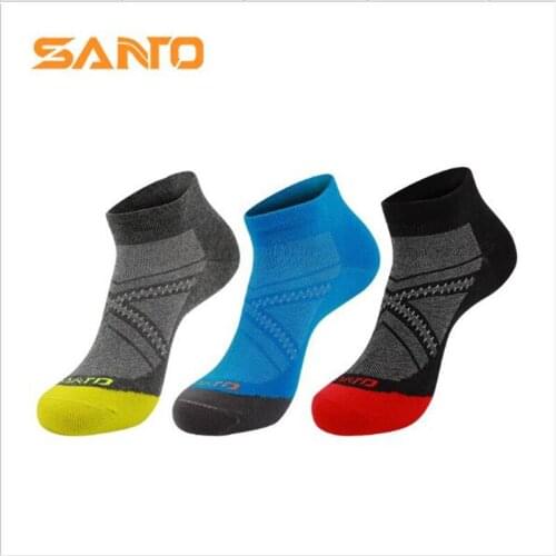Men Sports Socks (3 Pairs/lot) SANTO/S043 Coolmax Cotton Slippers Socks Quick Dry Male Outdoor Hiking Socks