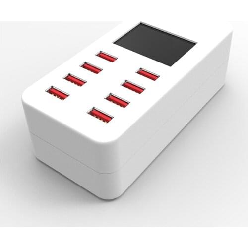 USB Desktop Charging Station 8 Port USB Wall Charger with Fast Charger Socket USB Hub LCD Display
