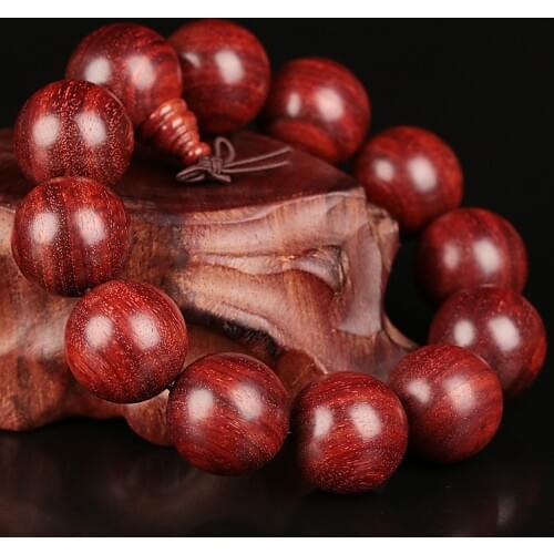 Natural African Zambian Red Sandalwood Wood Tibetan Buddhist Scriptures Big Beads Bracelet Prayer Beads Men Jewelry