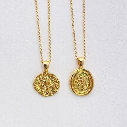 Niche design round lion necklace female Ins cold wind necklace temperament collarbone chain necklace