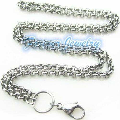 Newest 24 inches stainless steel silver thick rolo chain floating locket chains memory locket chain
