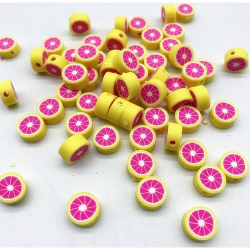 New 30pcs10mm Smiley/Animal/Fruit Beads Polymer Clay Beads Spacer Loose Beads for Jewelry Making DIY Accessories #07