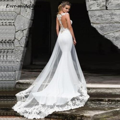 New Mermaid Wedding Dresses Sexy Illusion Back Sleeveless Lace Appliques Bridal Gowns Vestidos De Noiva Plus Size Bride Dress