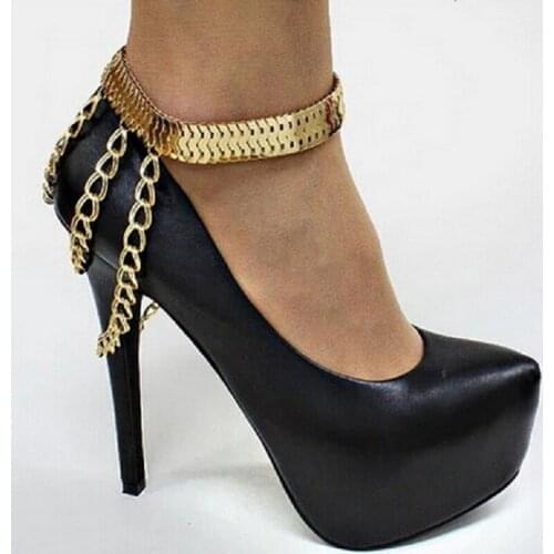 New Gold Bold Anklet Bracelet Shoes Chain Foot Jewelry Draped Layered Heel Anklets for Women