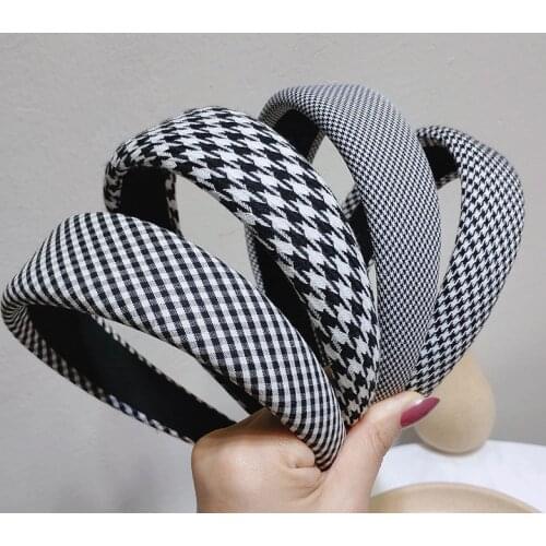 Houndstooth Pattern Women Headband Wide-brimmed European Style Hair Hoop Bezel Fashion Hairbands For Women Hair Accessories
