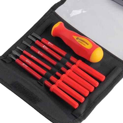 7pcs/set Precision Insulated Screwdriver Magnetic Phillips Slotted Screwdriver Withstand Voltage 1000V For Electrician Tools