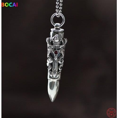 BOCAI S925 Sterling Silver Charm Pendants 2021 Popular Retro Totem Dragon Bullet Pure Argentum Buddhist Amulet for Women Men