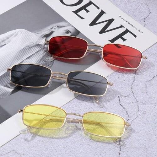 2021 Hot Retro Small Oval Sunglasses Brand Shades Classic Candy Color Metal Rectangular Sun Glasses Korea Fashion UV400 Eyewear