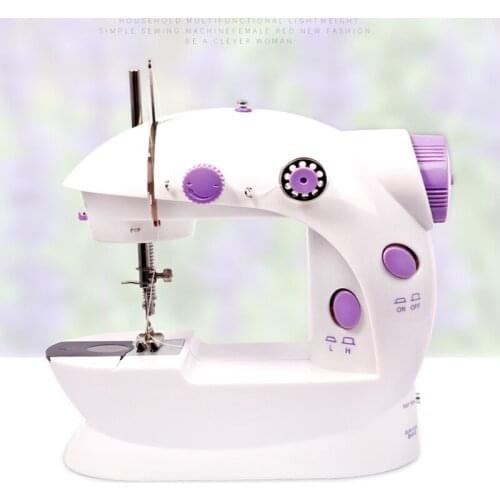 Mini Portable Sewing Machine 2-Speed Double Thread Electric Household Multifunction Sewing Machin with Light Cutter Foot Pedal