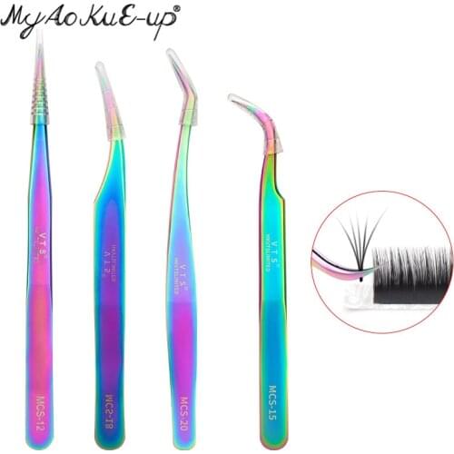 Professional Eyelashes Tweezers For Lashes Extension Color Nipper Stainless Steel High Precision Eyelash Extension Tweezers Tool