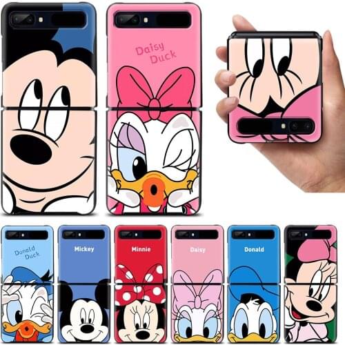 Mickey Minnie Couple Shockproof Cover for Samsung Galaxy Z Flip Flip3 5G Black Phone Case Shell Hard Fundas Coque Capa