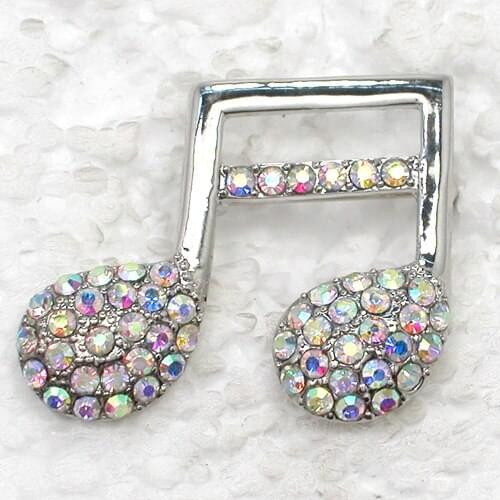 Clear AB Rhinestone Music note Pin brooches C498 F