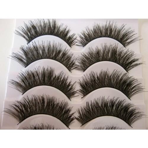 Free shipping 2014 hot sale 5 Pairs/lot natural long thick cocking up girl High quality false eyelashes charming fake eyelashes