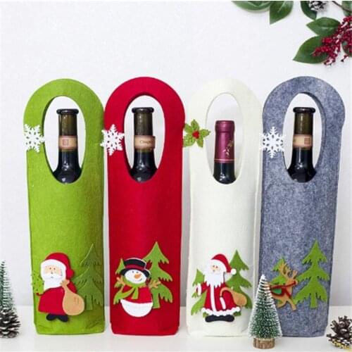 Christmas Wine Bottle Popular Cartoon Wool Felt Cover Santa Claus Elk Shape Champagne Gift Holders New Years Xmas Party Supplies