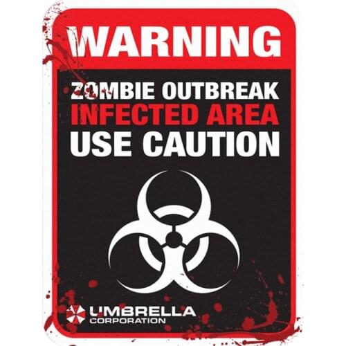 S40743# Various Sizes Self-Adhesive Decal Warning Zombie Infected Area Car Sticker Waterproof Auto Decors on Bumper Rear Window