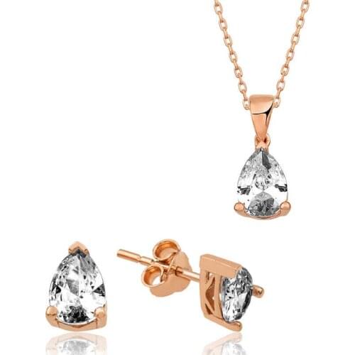 Silverlina Silver Rose Drop Stone Set with Dual