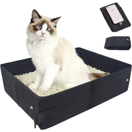 Folding Cat litter box easy carry pure color Outdoor travel Cat litter tray Waterproof durable Convenient clean For kitten Seat