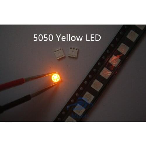 SMD 5050 yellow smd LED 200pcs/lot Diode1.8-2.4V Wholesale 585-590nm 5.0*5.0*1.5MM 0.2W 60MA