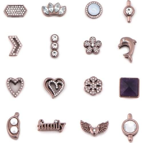 Somsoar Jewelry Coffee Color Slide Charms fit 10mm Wide Mesh Bracelet customization other design as Black Plated 50pcs/lot