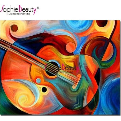 Sophie Beauty DIY Diamond Painting Cross Stitch colored guitar Diamond Embroidery Mosaic Home Decoration Gift music pattern18999