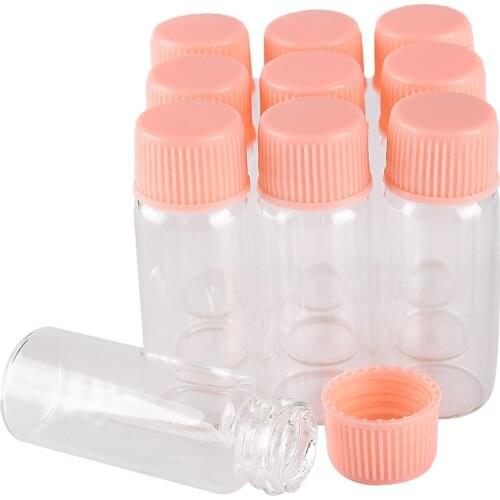 10pcs 4ml 16*40mm Mini Glass Bottles Empty Bottles Jars with Pink Plastic Lids Tiny Glass Jars Glass vessels for Art Craft