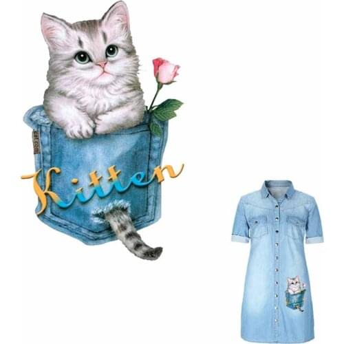 Cartoon Cats Patch Iron On Clothes Thermal Stickers For T-Shirt Patches Diy Heat Transfer Garment Accessory New Washable