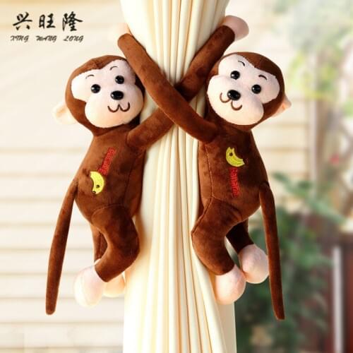 XWL 2Pcs Cartoon Magnetic Monkey Curtain Tieback Cute Buckle Curtain Accessories Straps Ropes Childrens Room Tieback Clip Decor