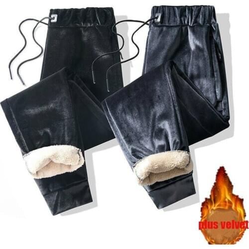 Winter Casual Pants Men Sweatpants Loose Plus Velvet Thickened Trousers Plus Size Zipper Pocket Straight Tracksuit Joggers