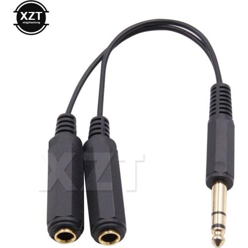 1pcs 6.35mm ( 1/4" ) Stereo Male to 2 X 6.35 Female Y Splitter Audio Extension Cord Adapter Cable for Multimedia Computer