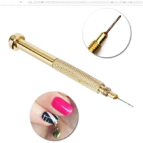 1pc Nail Art Brass Drill Hole Hand Dangle Tool Set Dotting Pen Metal Professional Acrylic Manicure Nail Art Piercing Tools 33-10